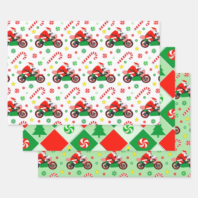 Motorcycle Holiday Gift Wrapping Paper (Set)