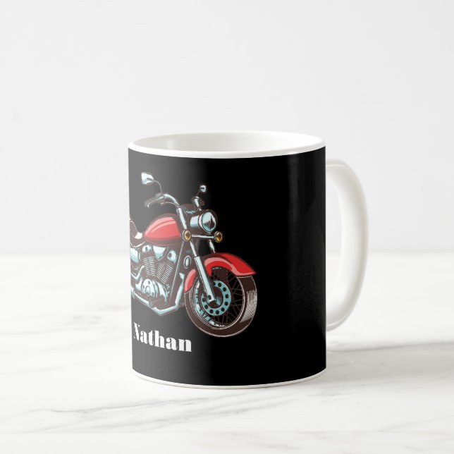 Motorcycle Illustration Personalized Coffee Mug (Front Right)