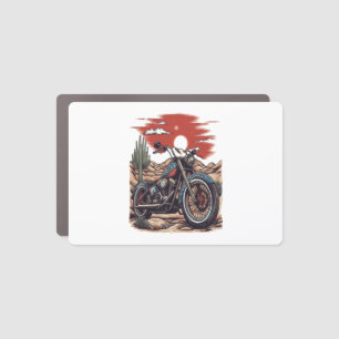 Motorcycle in Desert Cactus Western Set (2) Car Magnet