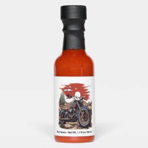 Motorcycle in Desert Cactus Western Set (2) Hot Sauces