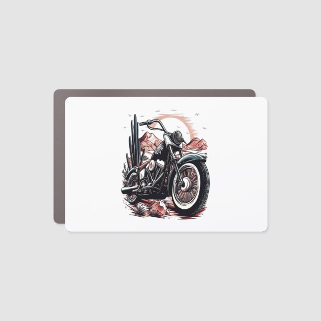 Motorcycle in Desert Cactus Western Set (3) Car Magnet (Front)