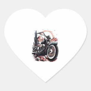 Motorcycle in Desert Cactus Western Set (3) Heart Sticker