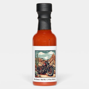 Motorcycle in Desert Cactus Western Set (4) Hot Sauces