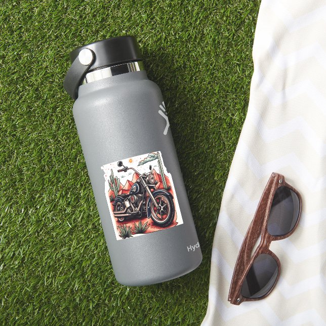 Motorcycle in Desert Cactus Western Set Sticker (HydroFlask Insitu)