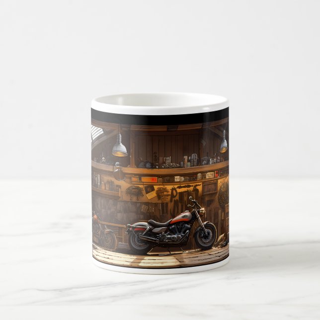Motorcycle In Simple Workshop Coffee Mug (Center)