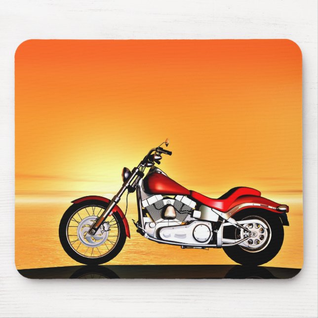 Motorcycle in the sunset mouse pad (Front)
