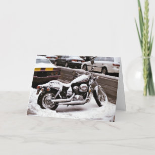 'Motorcycle in Winter' Holiday Card - Christmas