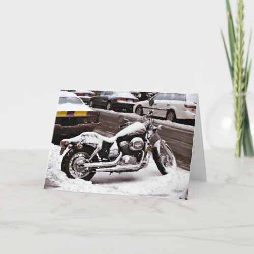 Motorcycle in Winter Holiday Card _ Christmas