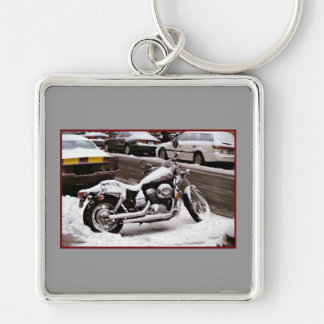 'Motorcycle in Winter' Keychain