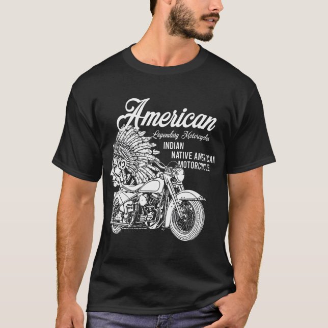 Motorcycle Indian native american bikers gift T-Shirt (Front)