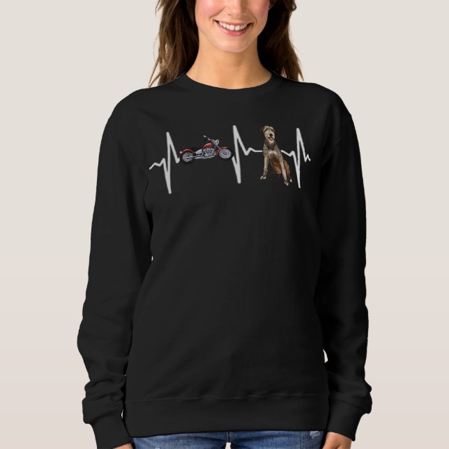 Motorcycle Irish Wolfhound Heartbeat Dog Sweatshirt (Front)