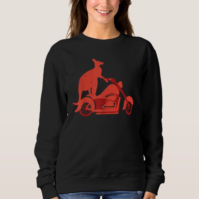 Motorcycle Kangaroo   Wildlife Animal Australia Sweatshirt (Front)