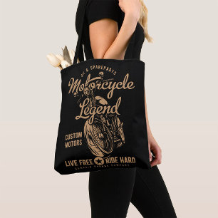 Motorcycle Legend Live Free Ride Hard Tote Bag