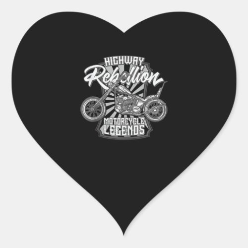 Motorcycle Legends On The Highway Art Gift Heart Sticker