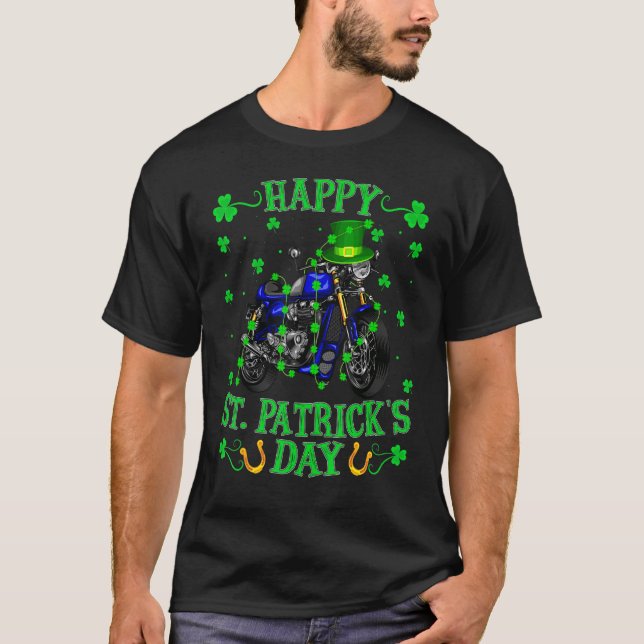 Motorcycle   Leprechaun Hat Motorcycle St Patrick' T-Shirt (Front)