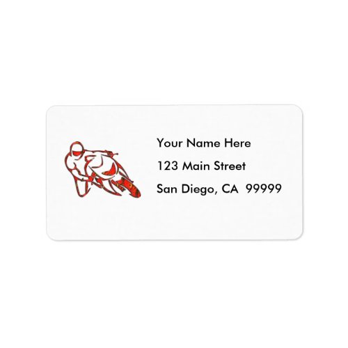 Motorcycle Logo Leaning Into Curve Red Streaks Label