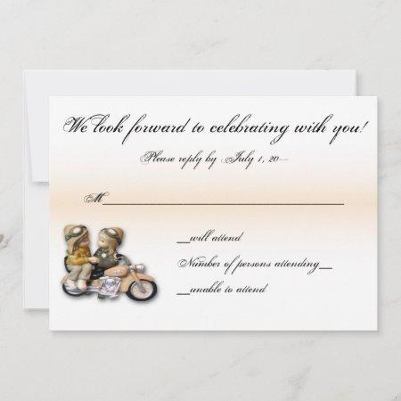 Motorcycle Love Wedding Invitation Rsvp Reply Card