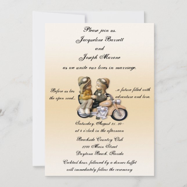 Motorcycle Love Wedding Invitations (Front)