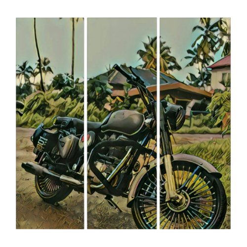 Motorcycle lover gift triptych