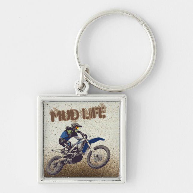 Motorcycle Man Dirt Bike Mud Life Mud Bogging Keychain (Front)