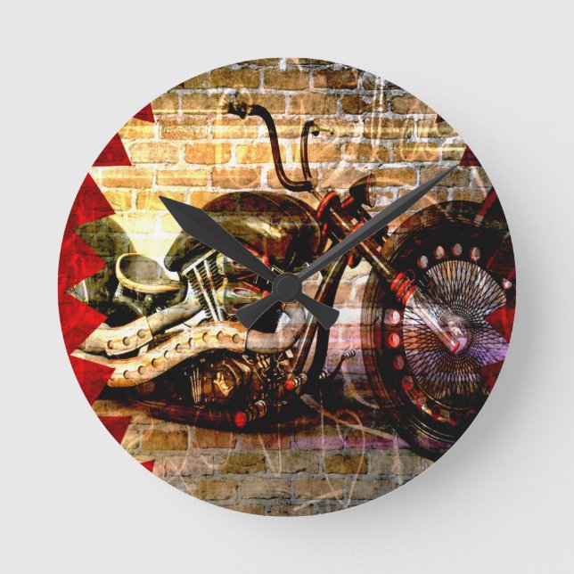 Motorcycle Mania Round Clock (Front)