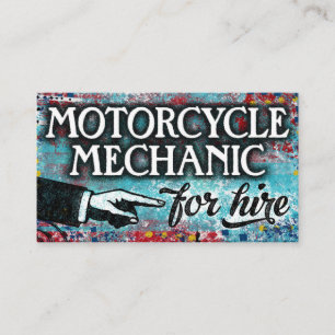 Motorcycle Mechanic For Hire Business Cards - Blue