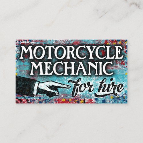 Motorcycle Mechanic For Hire Business Cards _ Blue