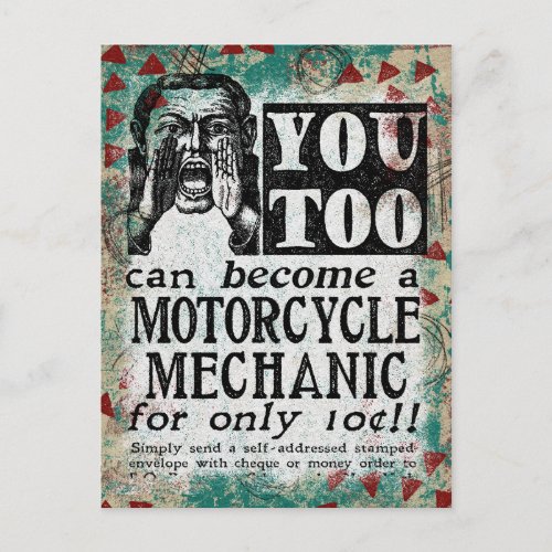 Motorcycle Mechanic _ Funny Vintage Retro Postcard