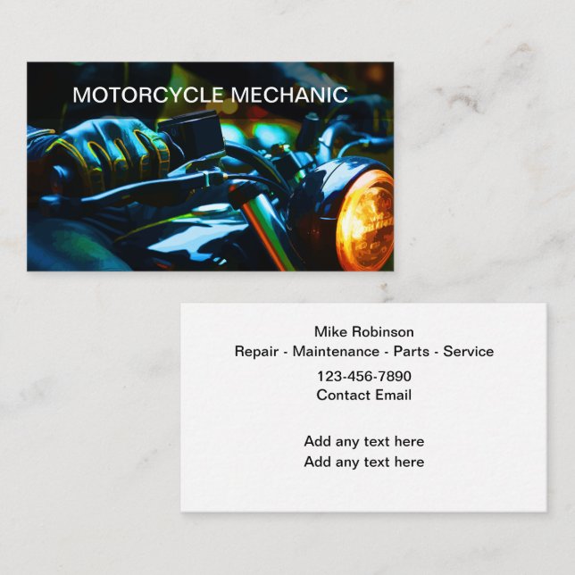 Motorcycle Mechanic Unique Business Cards (Front/Back)