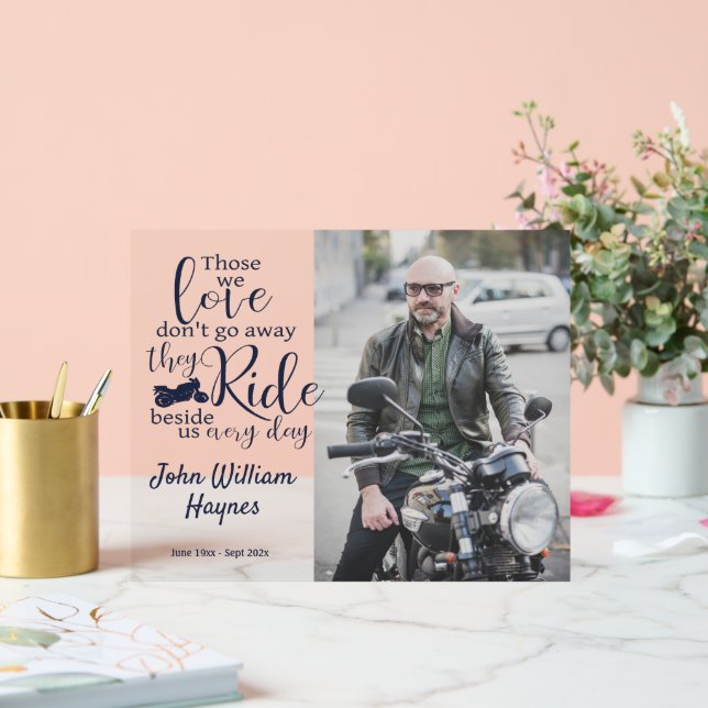Motorcycle Memorial Photo Keepsake Acrylic Sign (Wedding)