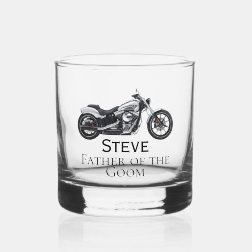 Motorcycle Mens Groomsman Father of Groom Gift Whiskey Glass