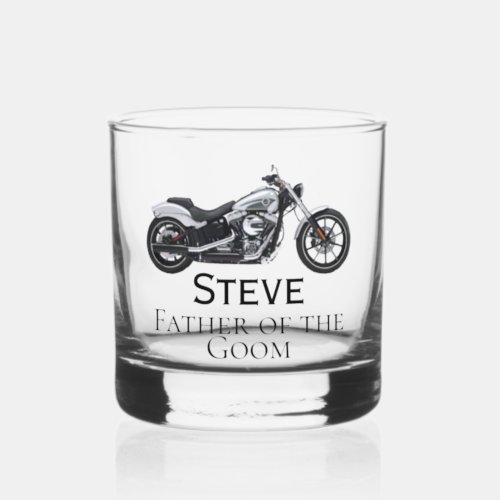 Motorcycle Mens Groomsman Father of Groom Gift Whiskey Glass