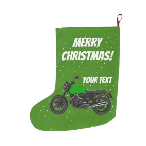Motorcycle _ Merry Christmas Large Christmas Stocking