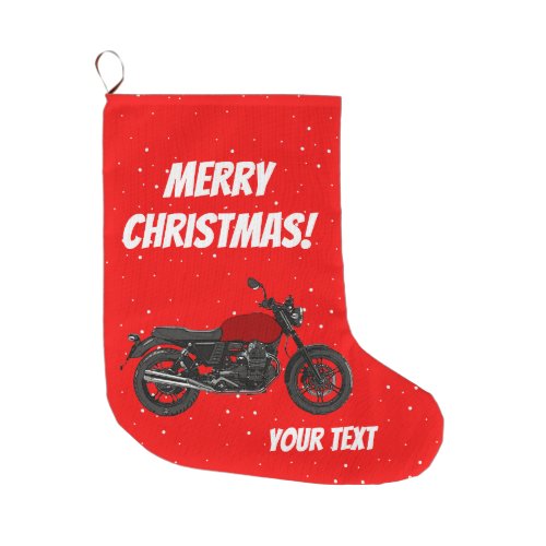 Motorcycle _ Merry Christmas Large Christmas Stocking