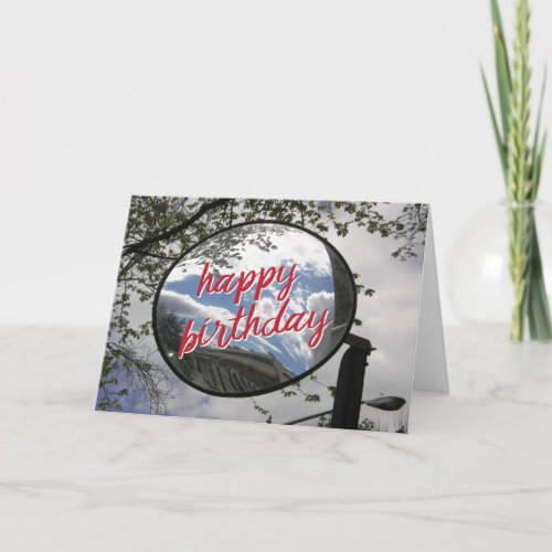 Motorcycle Mirror Biker Birthday Card