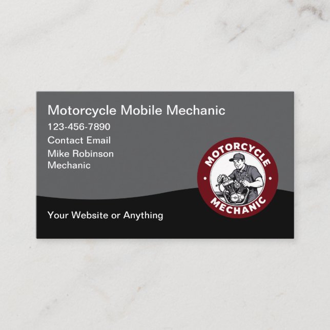 Motorcycle Mobile Mechanic Business Card (Front)