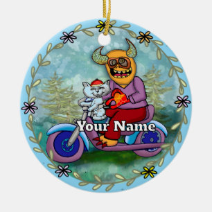 Motorcycle Monster Ceramic Ornament