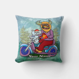 Motorcycle Monster Throw Pillow