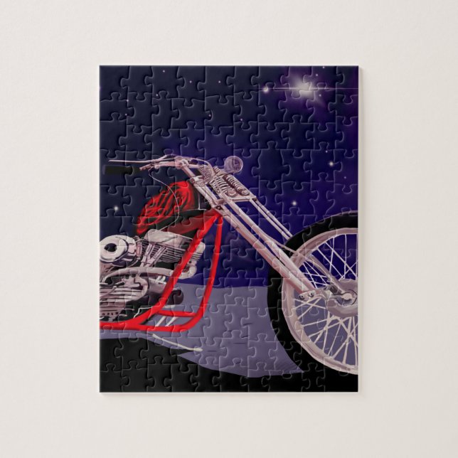 Motorcycle Moonlight Art Jigsaw Puzzle (Vertical)