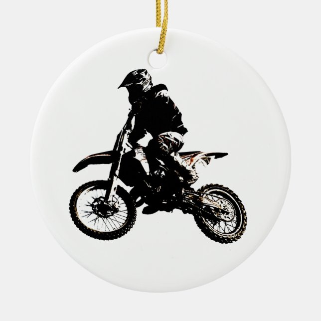 Motorcycle Motocross Ceramic Ornament (Front)