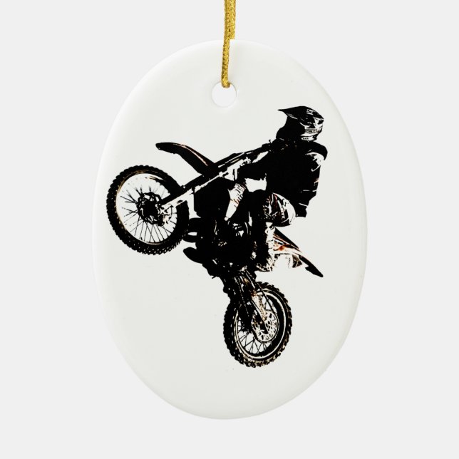 Motorcycle Motocross Ceramic Ornament (Front)