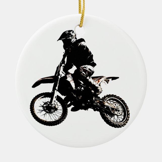 Motorcycle Motocross Ceramic Ornament (Front)