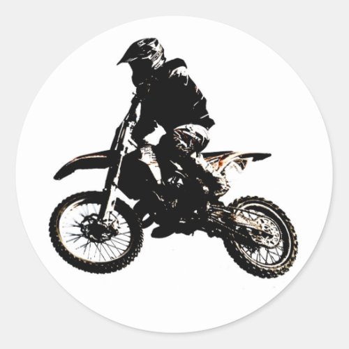 Motorcycle Motocross Classic Round Sticker