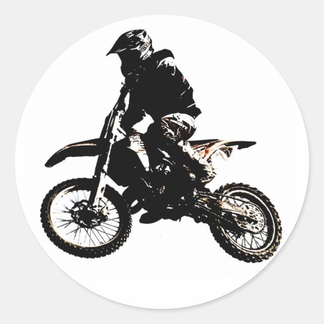 Motorcycle Motocross Classic Round Sticker (Front)