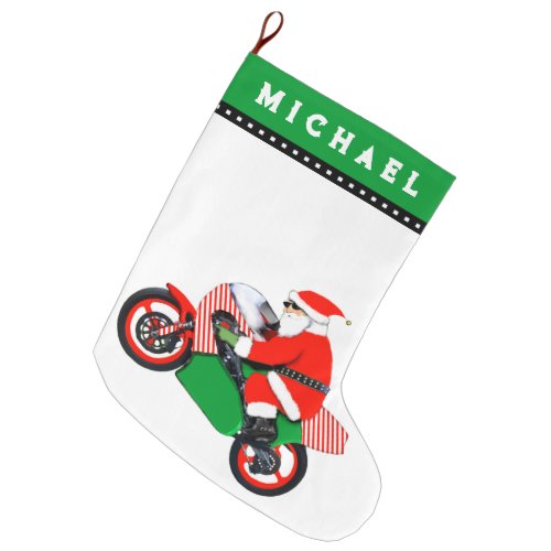 Motorcycle Motocross Holiday Gift Large Christmas Stocking