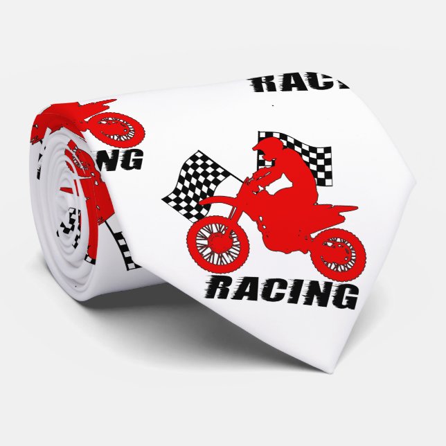 Motorcycle Motocross Racing Check Flag Necktie (Rolled)