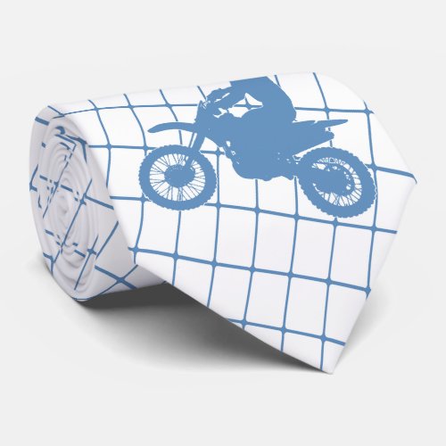Motorcycle Motocross Racing  on Blue Check Necktie