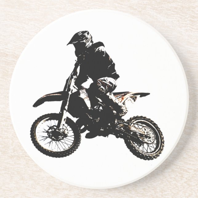Motorcycle Motocross Sandstone Coaster (Front)