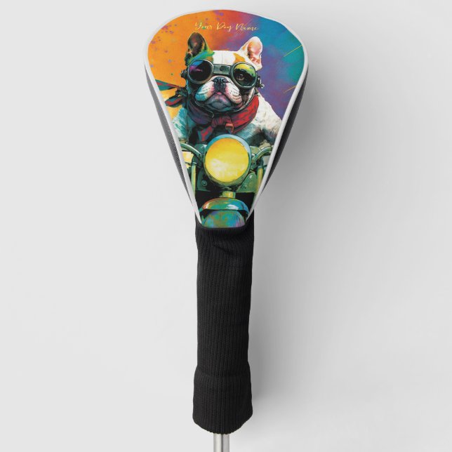Motorcycle, Motorbike - Anime French Bulldog 001 Golf Head Cover (Front)