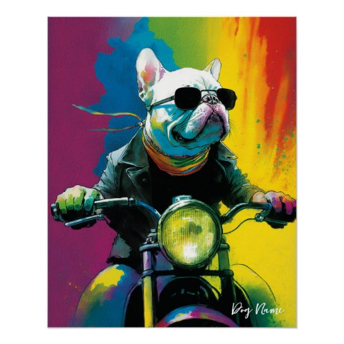 Motorcycle Motorbike _ Anime French Bulldog 003 Poster